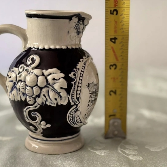 Vintage 1/4 Pitcher By Rothenburg #3458 Blue And White Stoneware - Picture 8 of 8